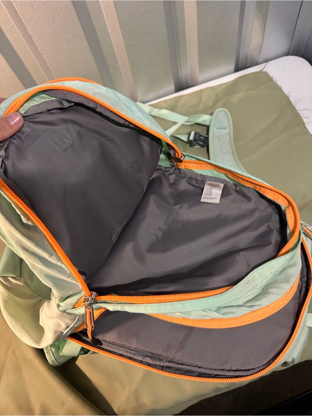 The North Face Surge II Backpack Mint Green Orange Laptop Bag - Picture 8 of 13